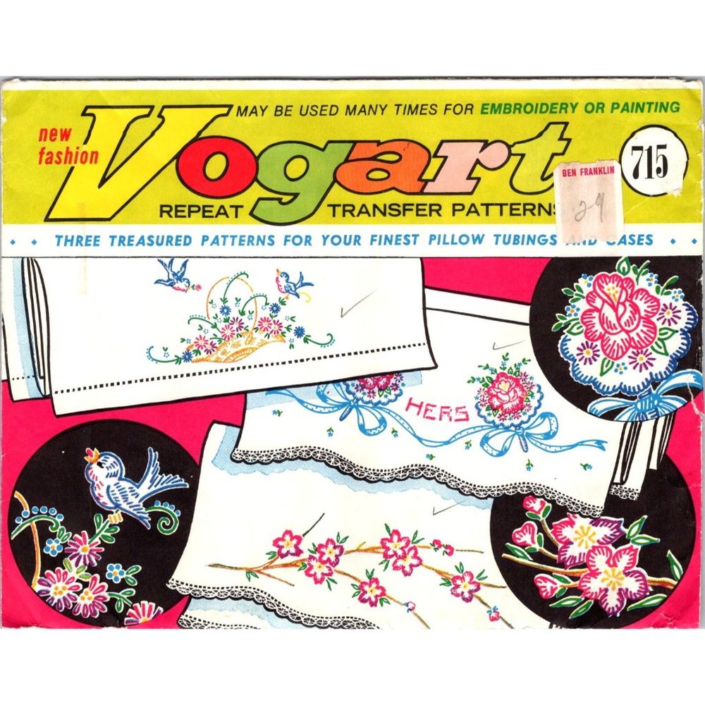 Vintage Vogart Transfer Patterns, 715 Three Treasured Patterns for Tubings